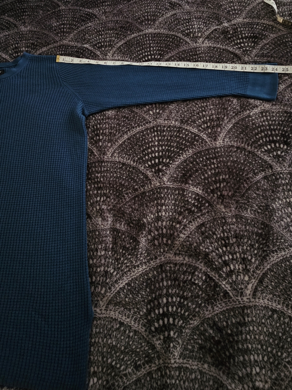 NWOT Avenue Men’s Teal Blue Waffle Knit Henley Shirt Size L (14/16) - Picture 11 of 14